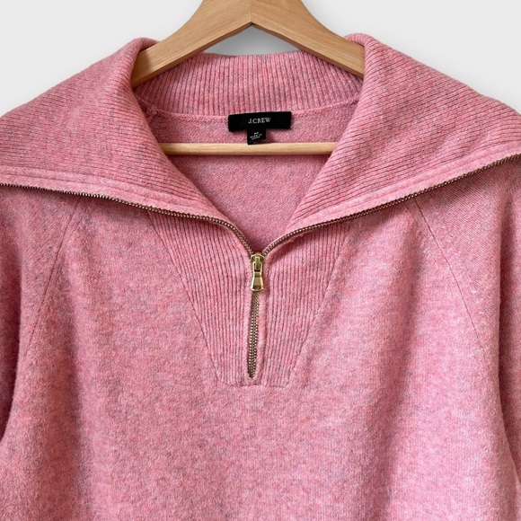 J.Crew Half Zip Sweater Dress in Supersoft Merino Wool Blend Yarn in Rose Multi, - Picture 6 of 7
